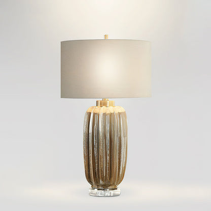 Ceramic Table Lamp | Pearlescent Ivory & Rust Brown | 60cm