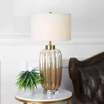 Ceramic Table Lamp | Pearlescent Ivory & Rust Brown | 60cm
