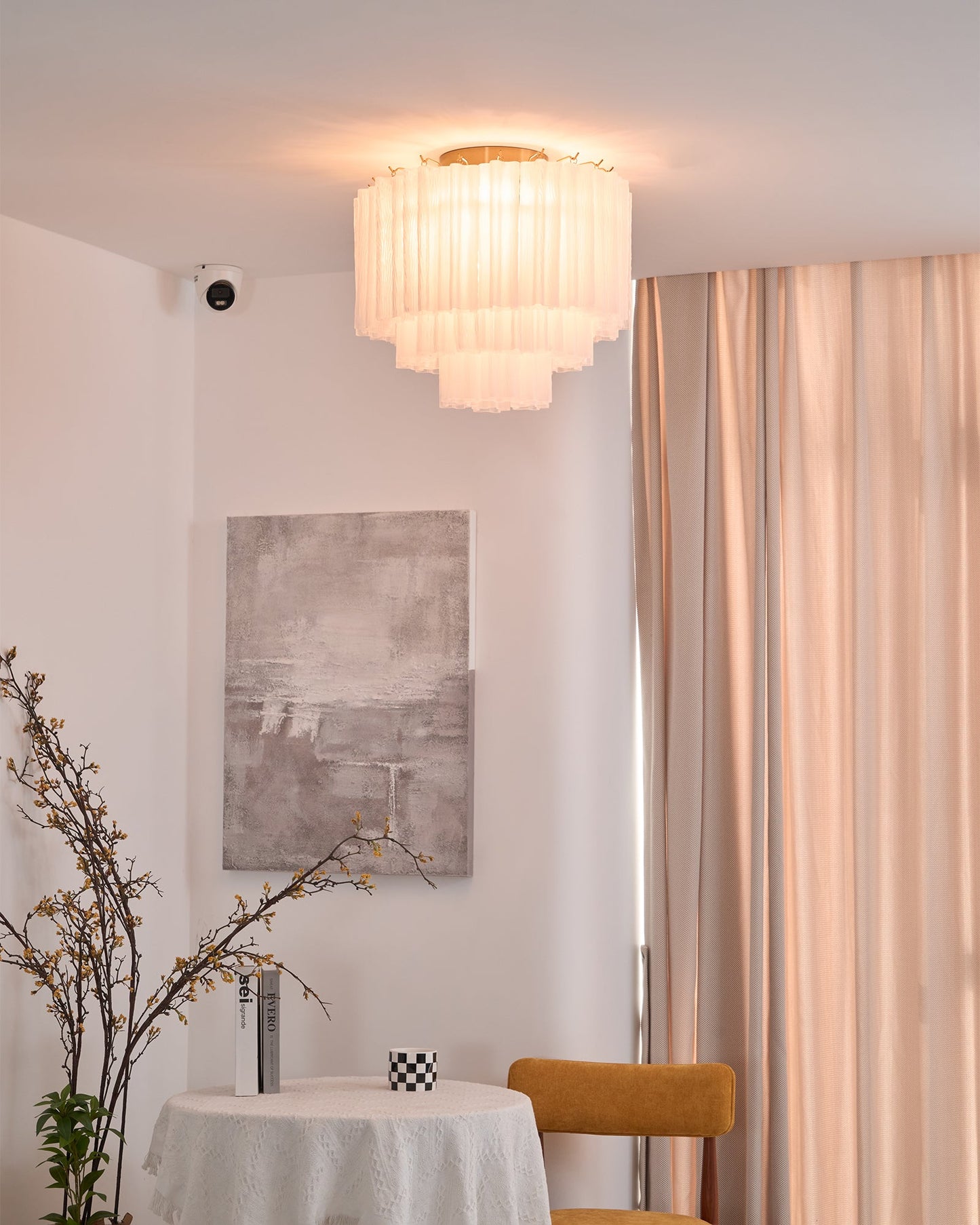 Glacia Ceiling Lamp | Murano Glass | White, Gold