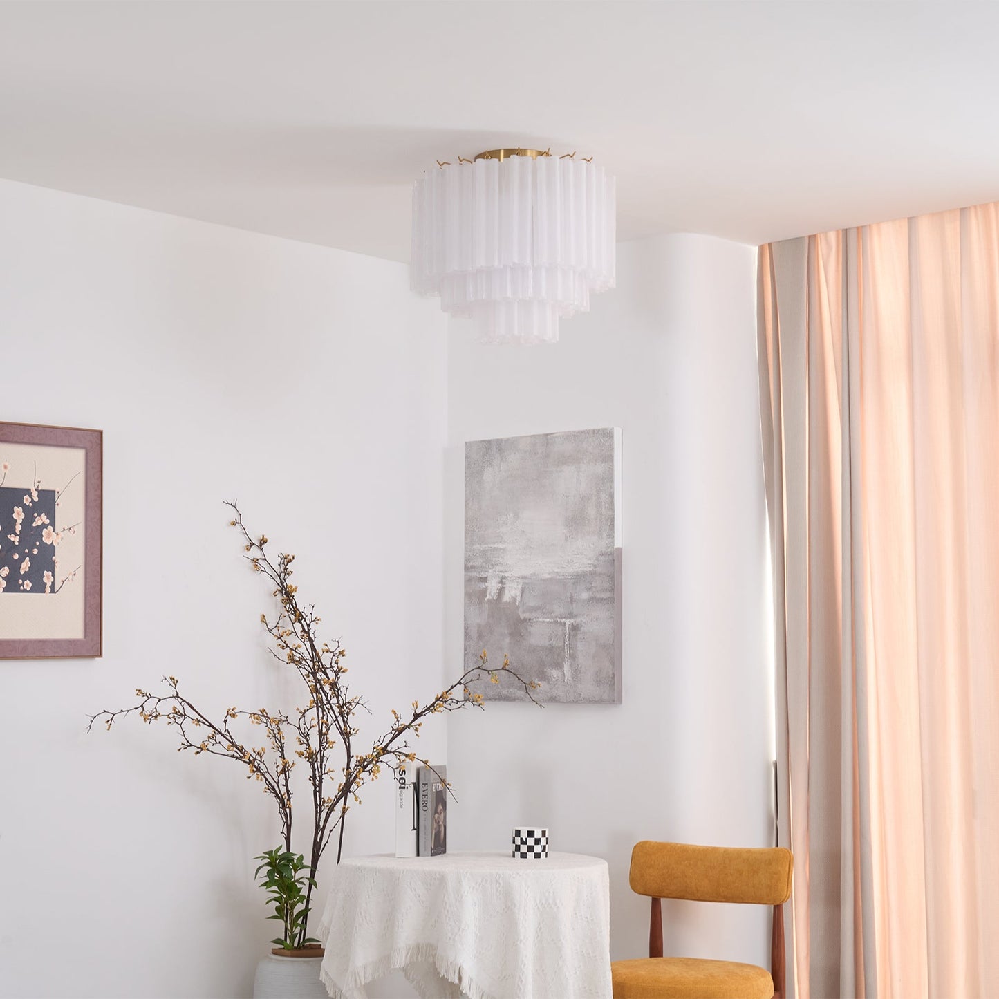 Glacia Ceiling Lamp | Murano Glass | White, Gold