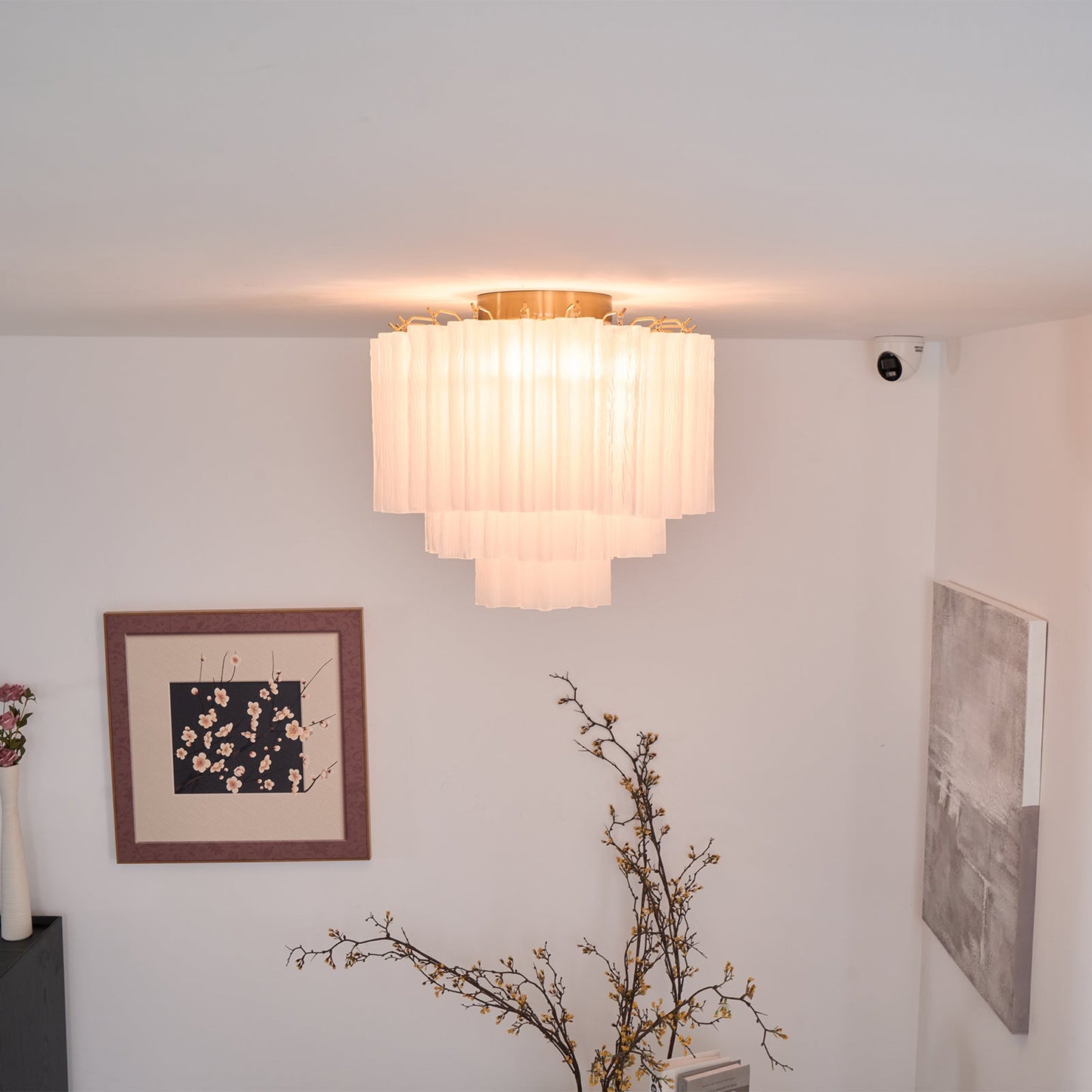 Glacia Ceiling Lamp | Murano Glass | White, Gold