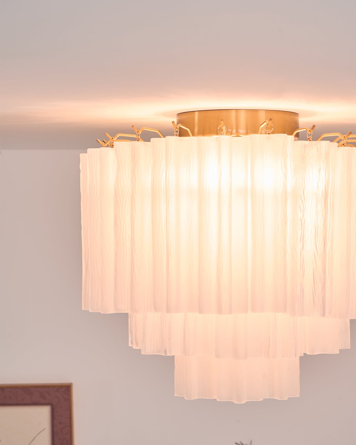 Glacia Ceiling Lamp | Murano Glass | White, Gold