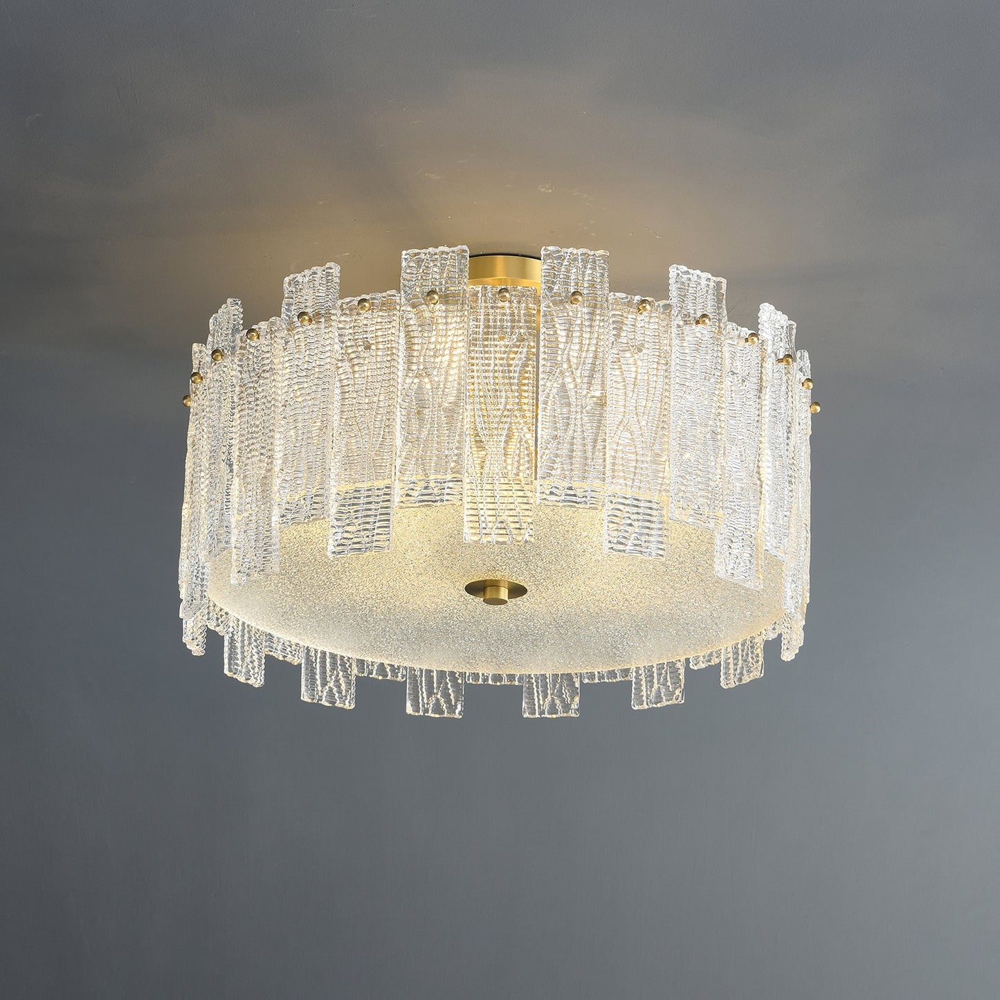 Glacier Cascade Ceiling Light | Brass & Glass Chandelier | 65cm Diameter
