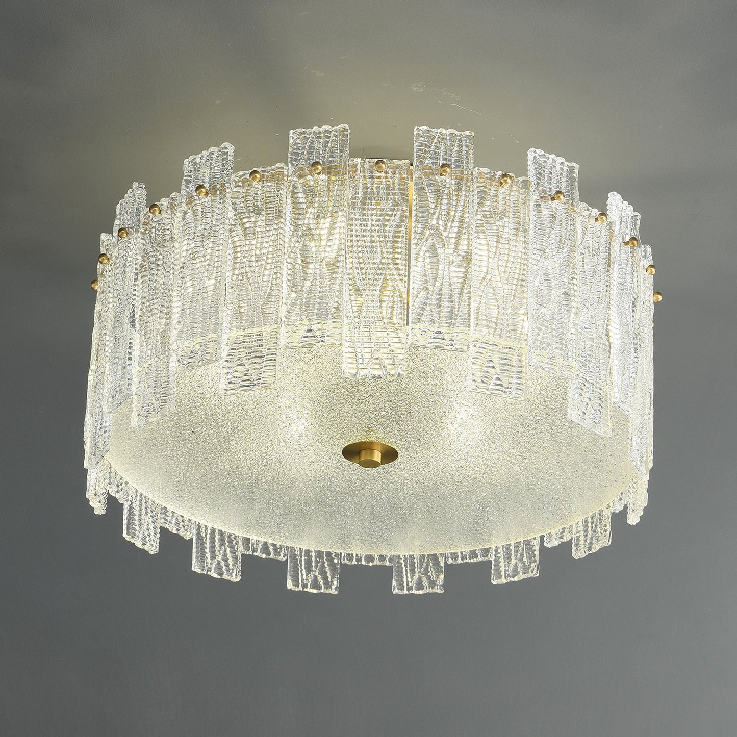 Glacier Cascade Ceiling Light | Brass & Glass Chandelier | 65cm Diameter