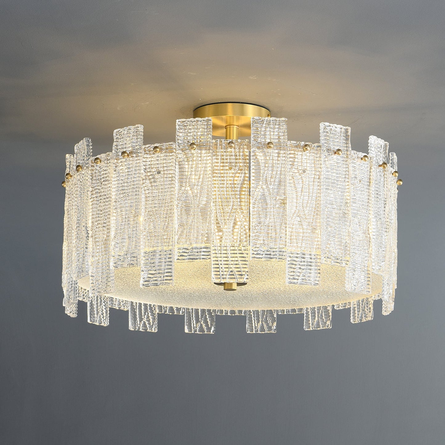 Glacier Cascade Ceiling Light | Brass & Glass Chandelier | 65cm Diameter