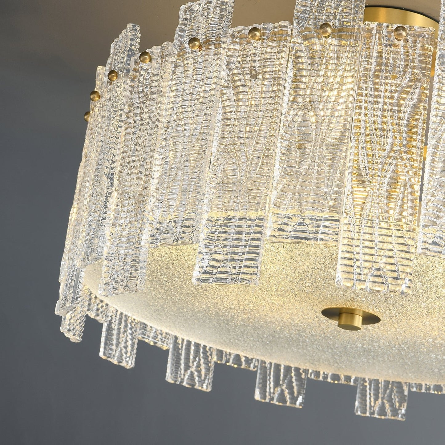 Glacier Cascade Ceiling Light | Brass & Glass Chandelier | 65cm Diameter