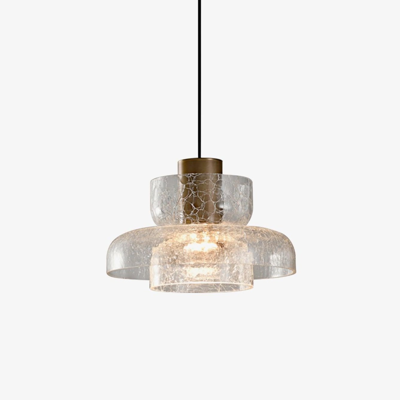 Glacier Crackle Pendant Lamp | Hand-Blown Glass | Bronze Finish