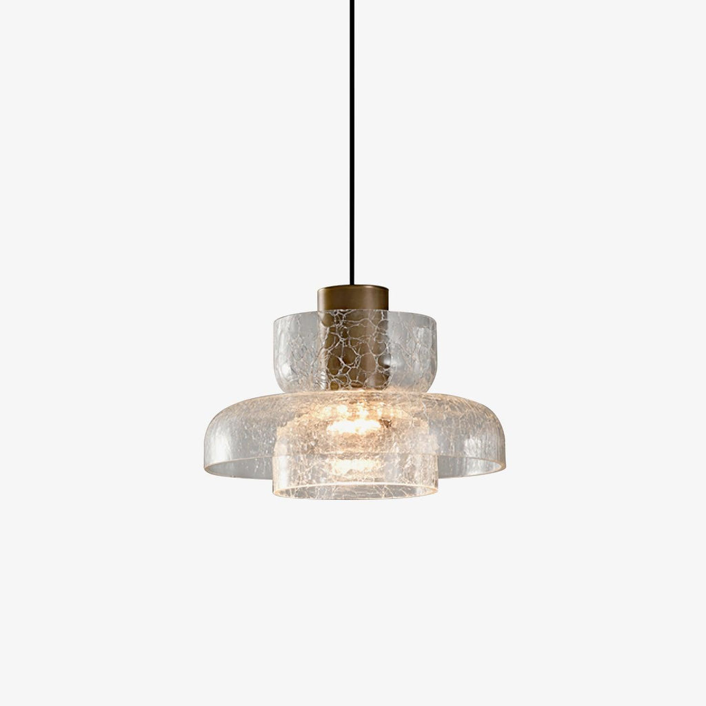 Glacier Crackle Pendant Lamp | Hand-Blown Glass | Bronze Finish