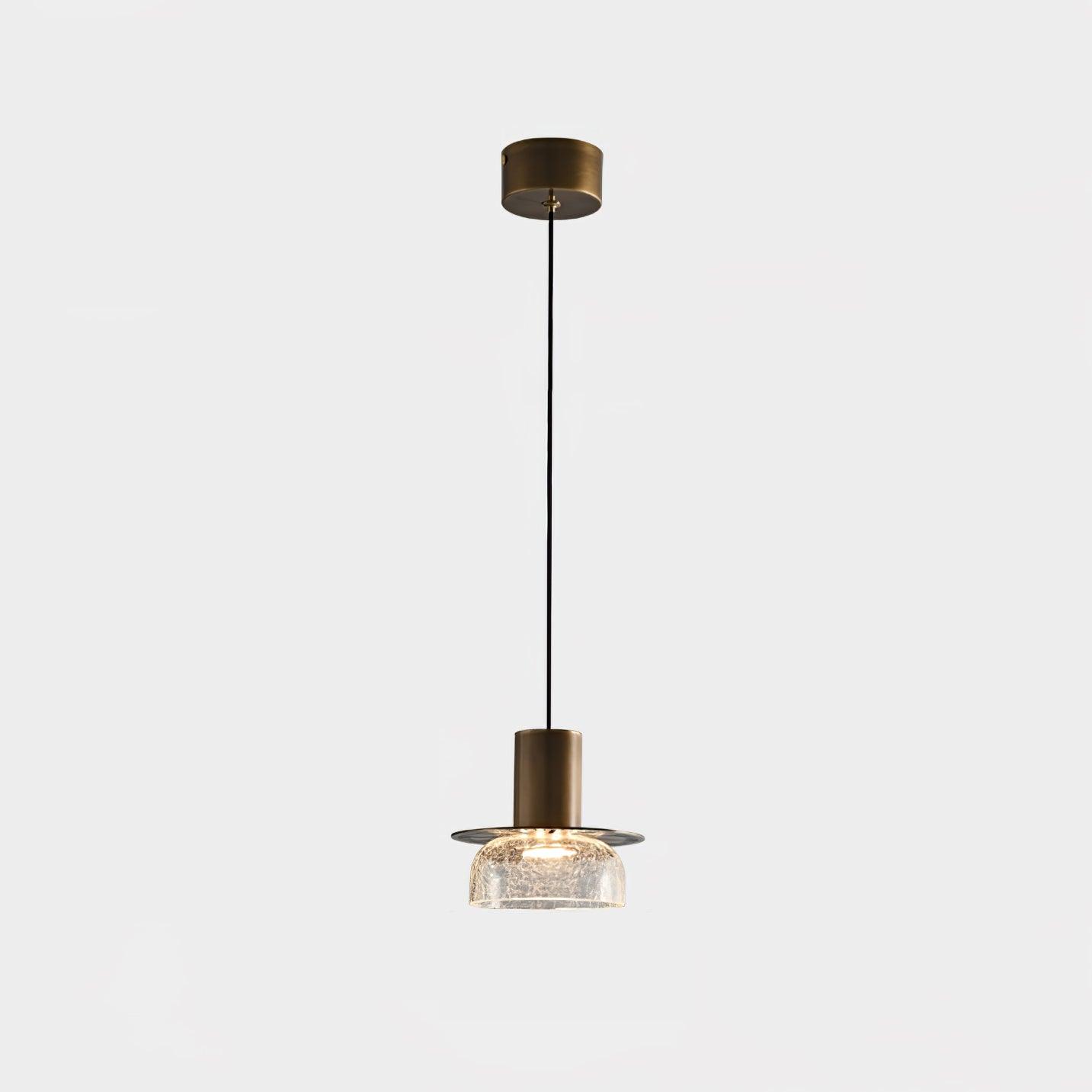 Glacier Crackle Pendant Lamp | Hand-Blown Glass | Bronze Finish