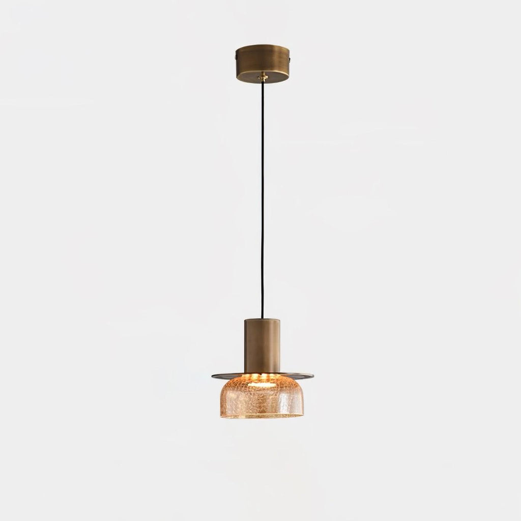 Glacier Crackle Pendant Lamp | Hand-Blown Glass | Bronze Finish