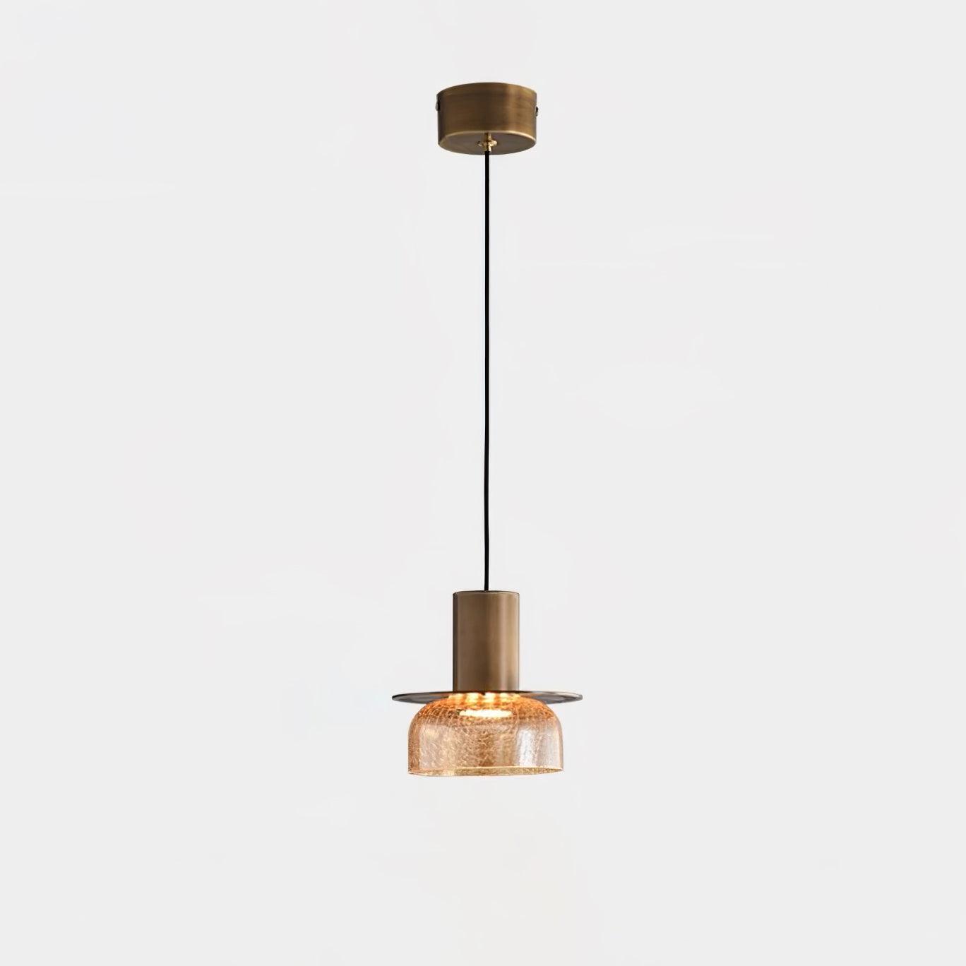 Glacier Crackle Pendant Lamp | Hand-Blown Glass | Bronze Finish