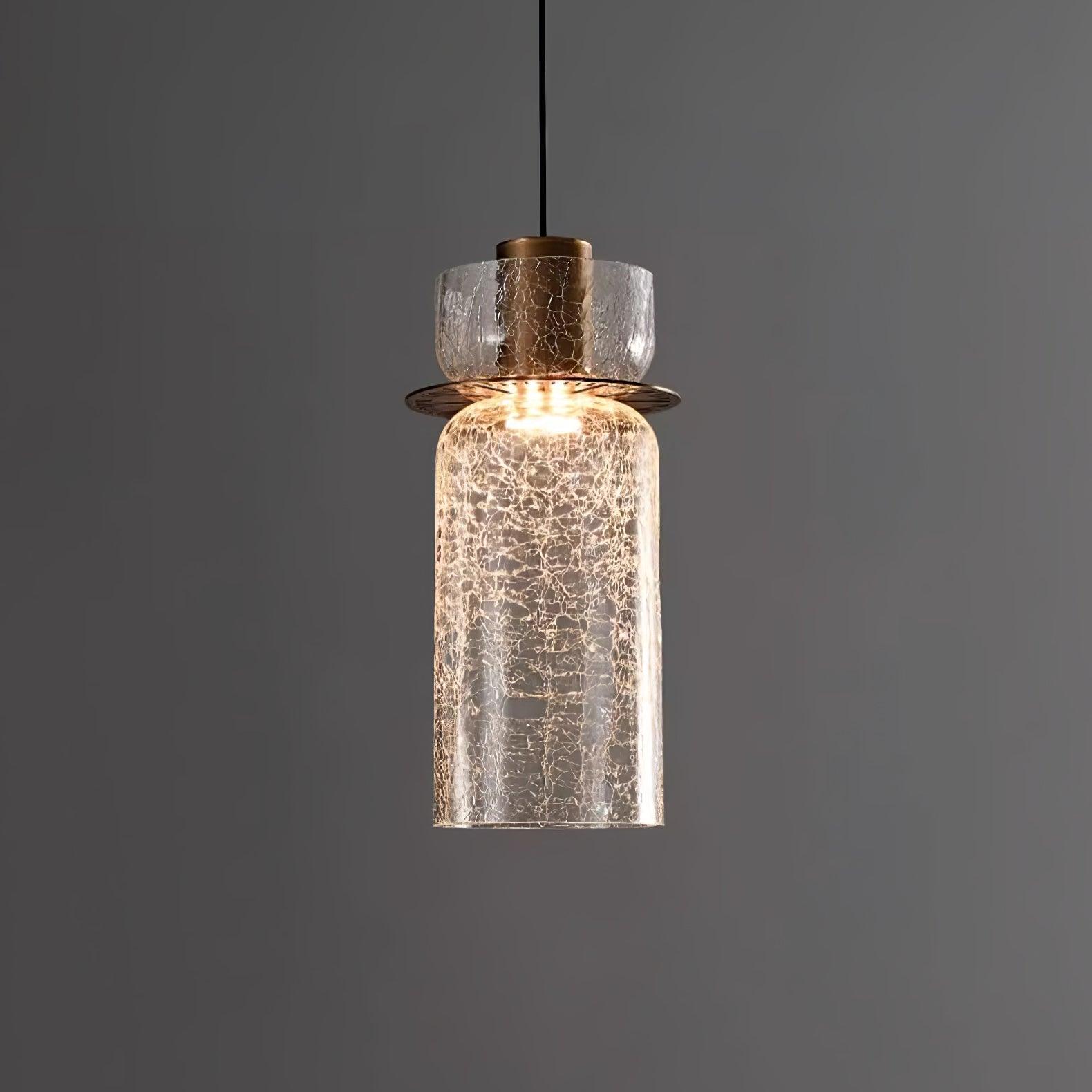 Glacier Crackle Pendant Lamp | Hand-Blown Glass | Bronze Finish