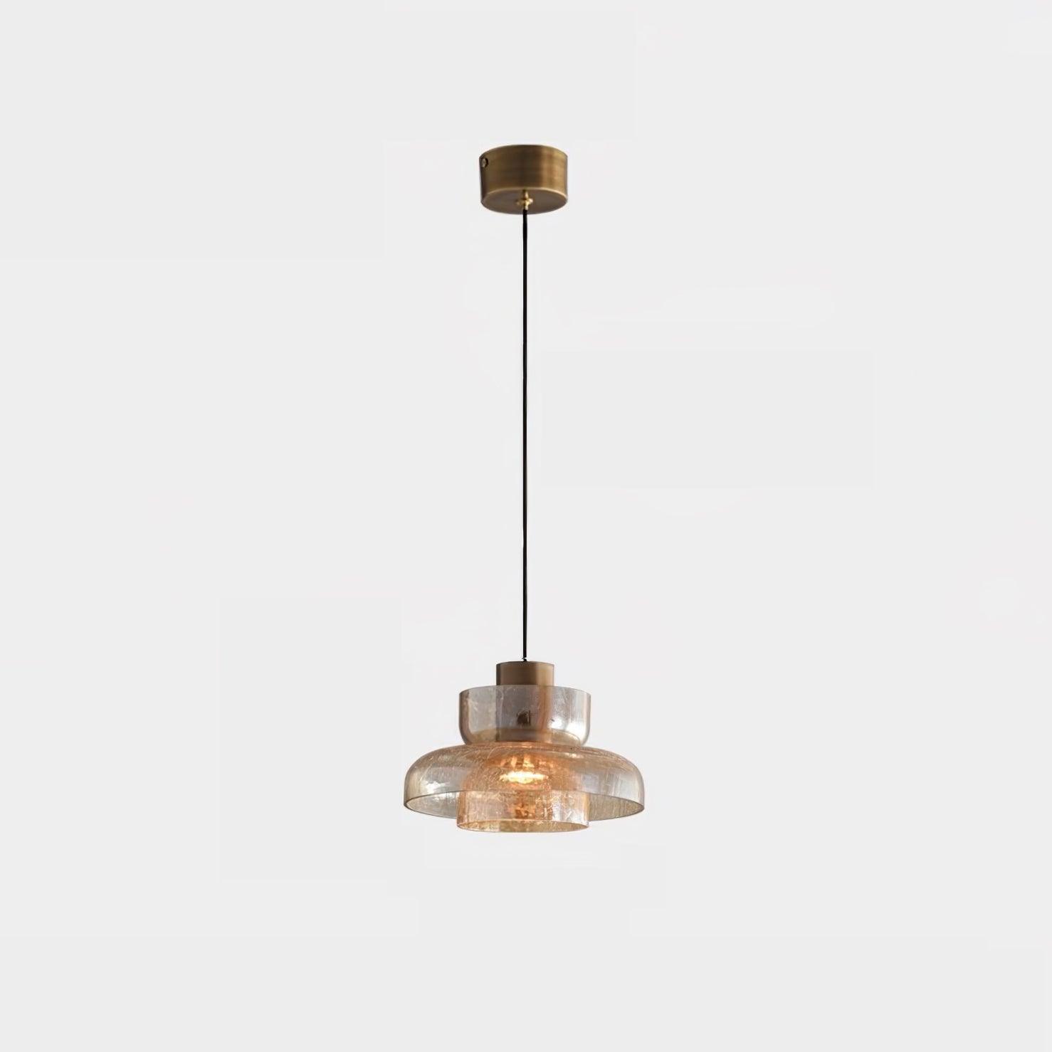 Glacier Crackle Pendant Lamp | Hand-Blown Glass | Bronze Finish