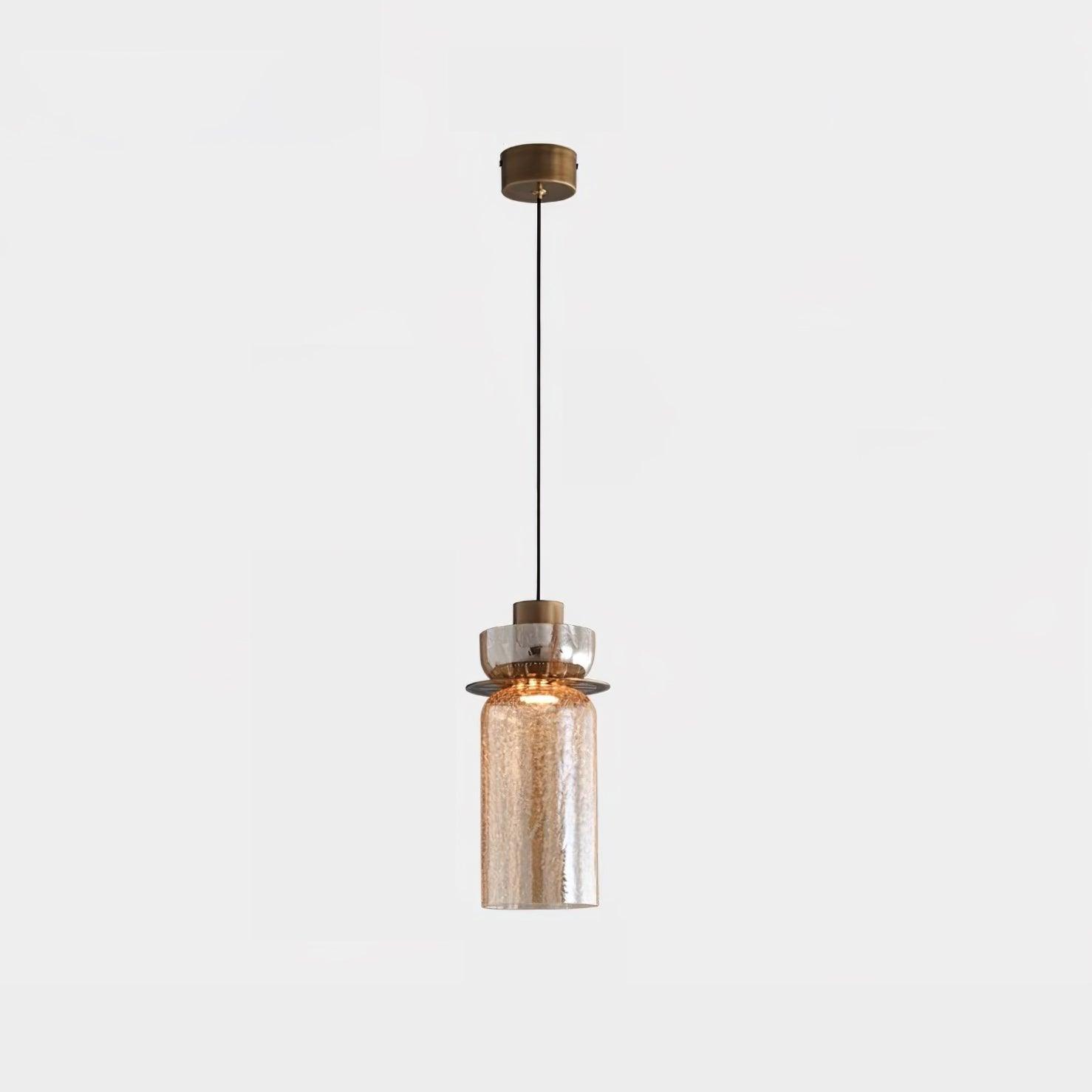 Glacier Crackle Pendant Lamp | Hand-Blown Glass | Bronze Finish