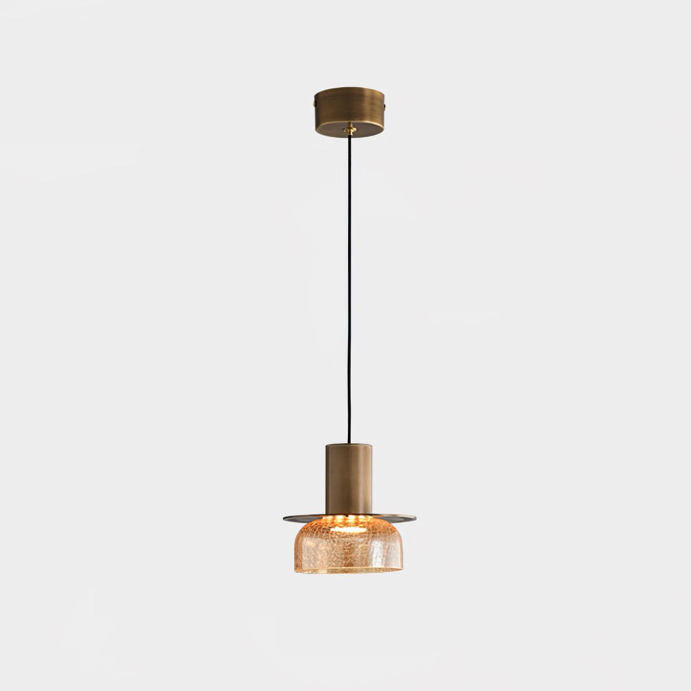 Glacier Crackle Pendant Lamp | Hand-Blown Glass | Bronze Finish