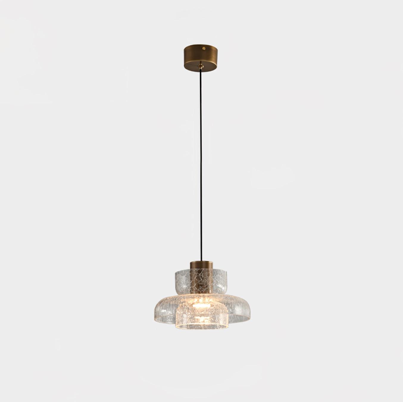 Glacier Crackle Pendant Lamp | Hand-Blown Glass | Bronze Finish