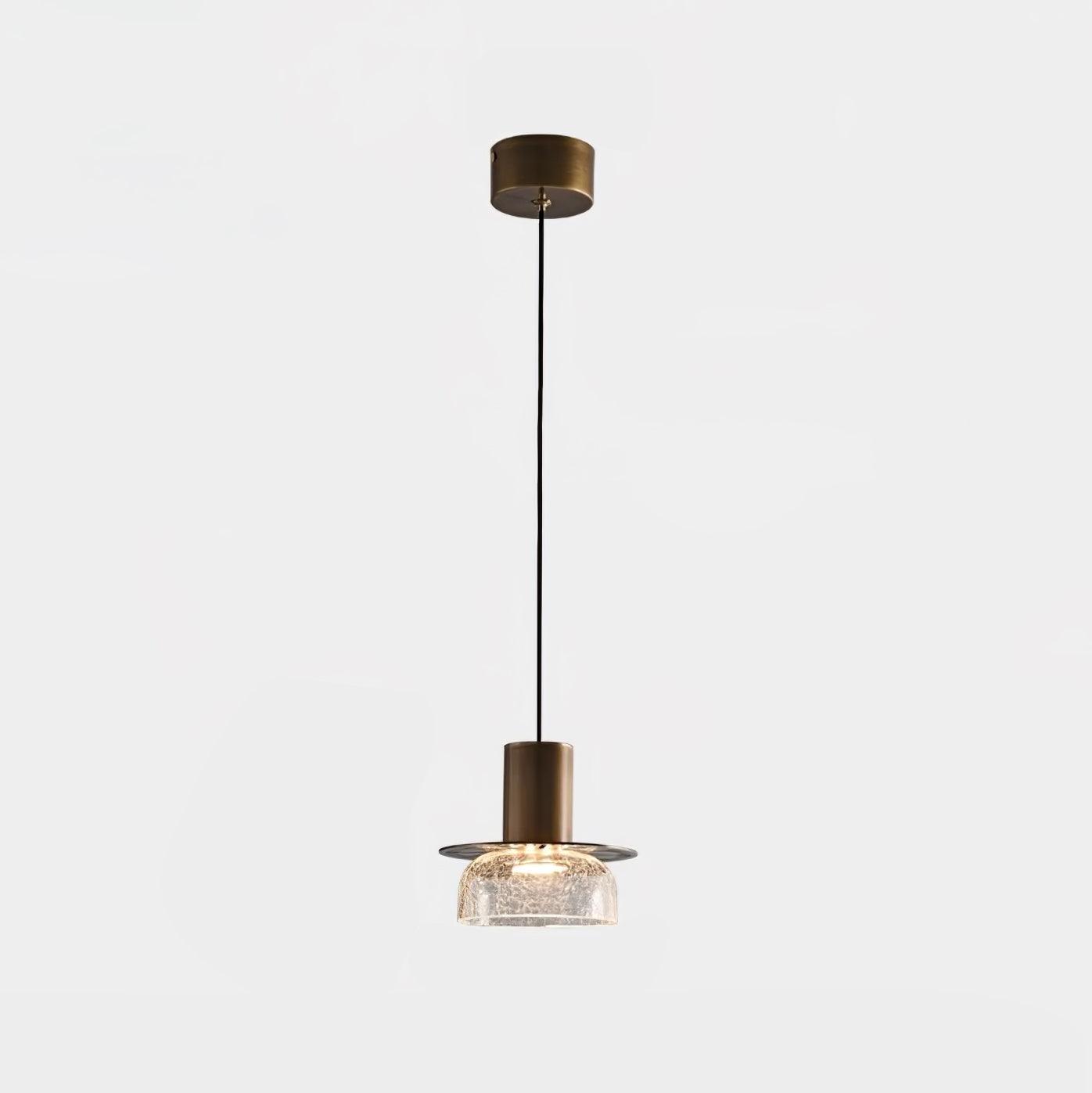 Glacier Crackle Pendant Lamp | Hand-Blown Glass | Bronze Finish