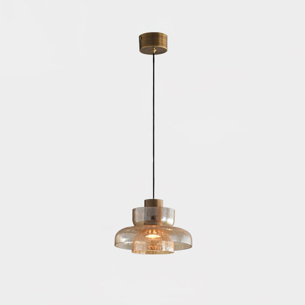 Glacier Crackle Pendant Lamp | Hand-Blown Glass | Bronze Finish