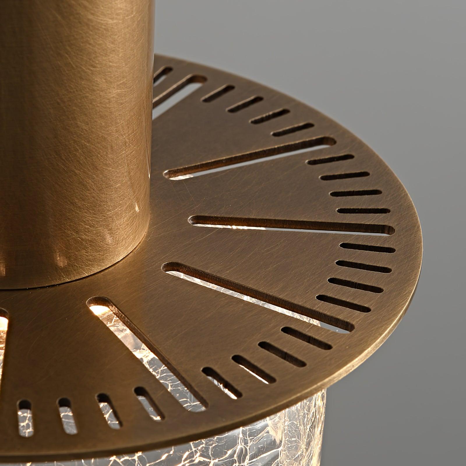 Glacier Crackle Pendant Lamp | Hand-Blown Glass | Bronze Finish