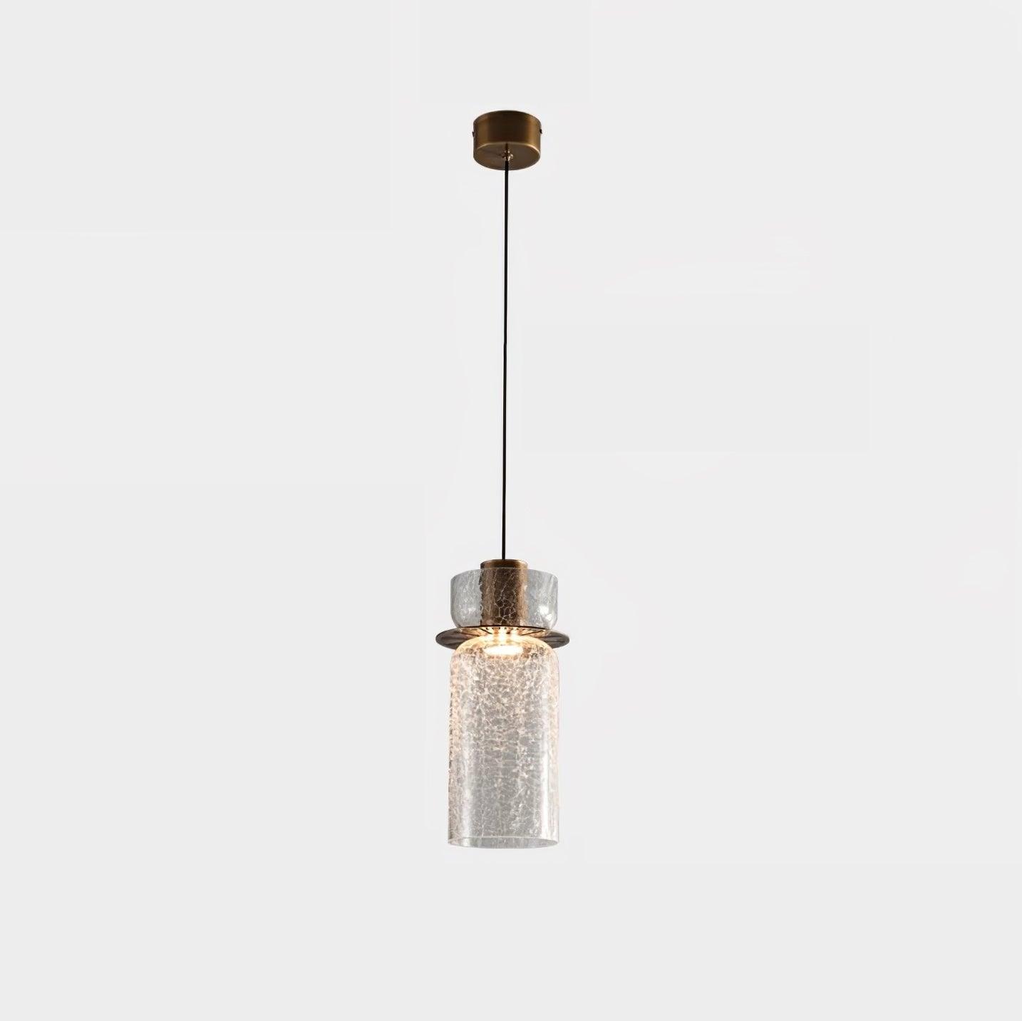 Glacier Crackle Pendant Lamp | Hand-Blown Glass | Bronze Finish