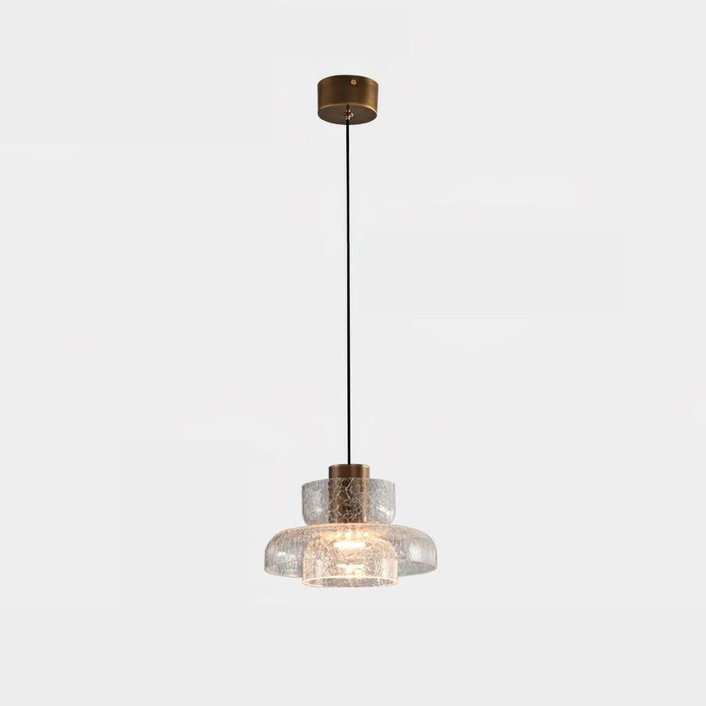 Glacier Crackle Pendant Lamp | Hand-Blown Glass | Bronze Finish