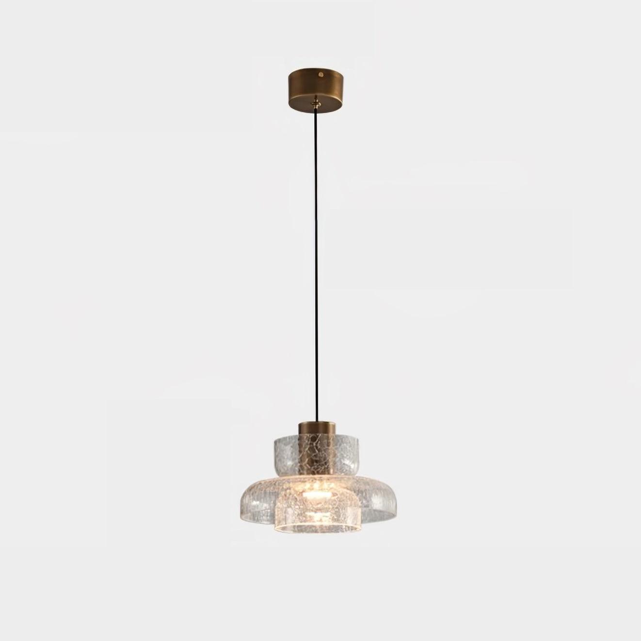 Glacier Crackle Pendant Lamp | Hand-Blown Glass | Bronze Finish