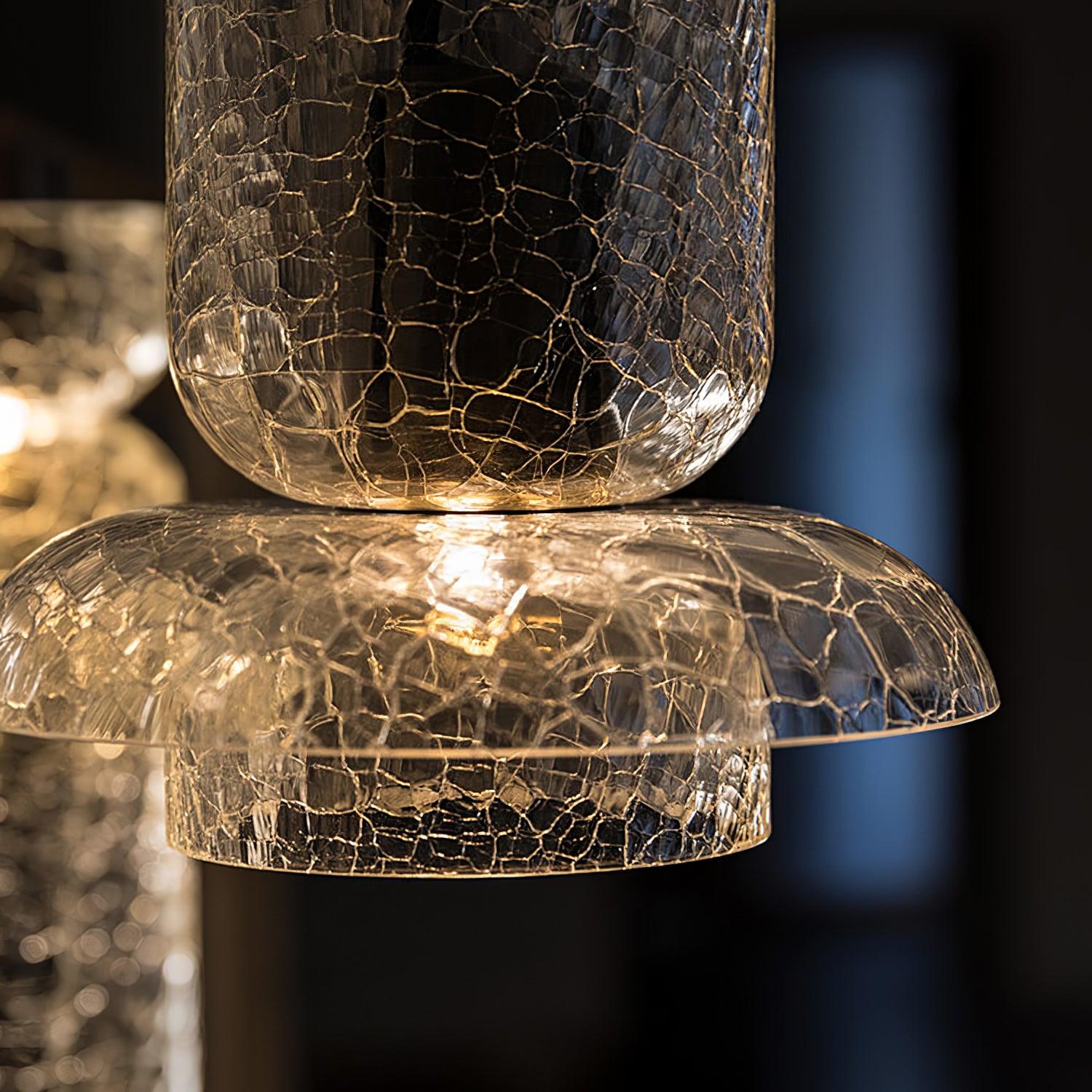 Glacier Crackle Pendant Lamp | Hand-Blown Glass | Bronze Finish