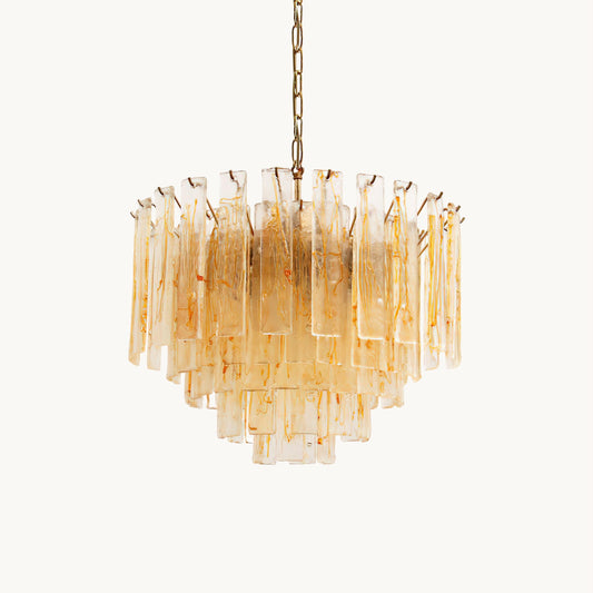 Murano Glass Chandelier | Hand-Blown Amber Glass | Gold Finish