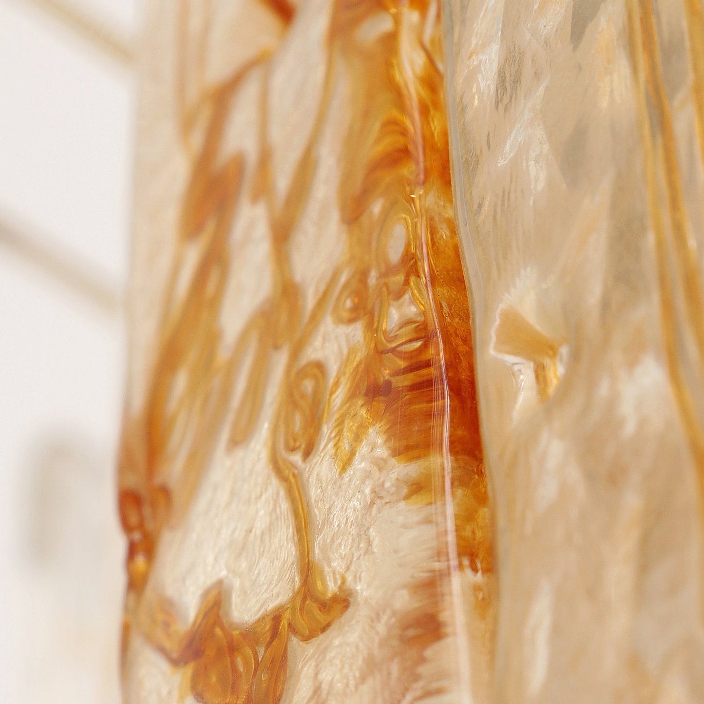 Murano Glass Chandelier | Hand-Blown Amber Glass | Gold Finish