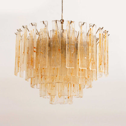 Murano Glass Chandelier | Hand-Blown Amber Glass | Gold Finish
