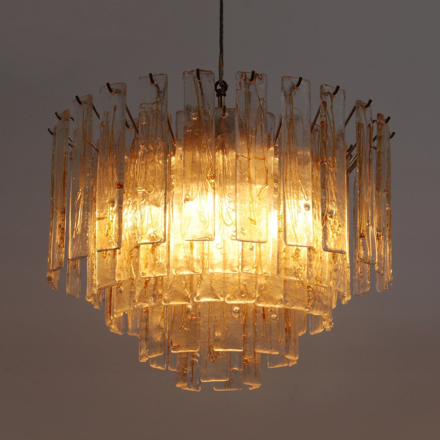 Murano Glass Chandelier | Hand-Blown Amber Glass | Gold Finish