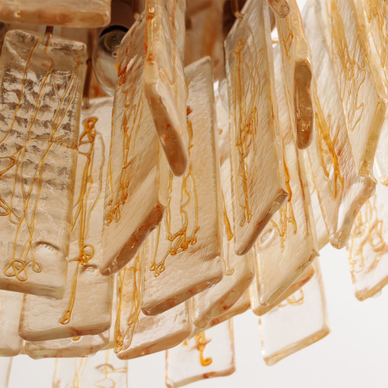 Murano Glass Chandelier | Hand-Blown Amber Glass | Gold Finish