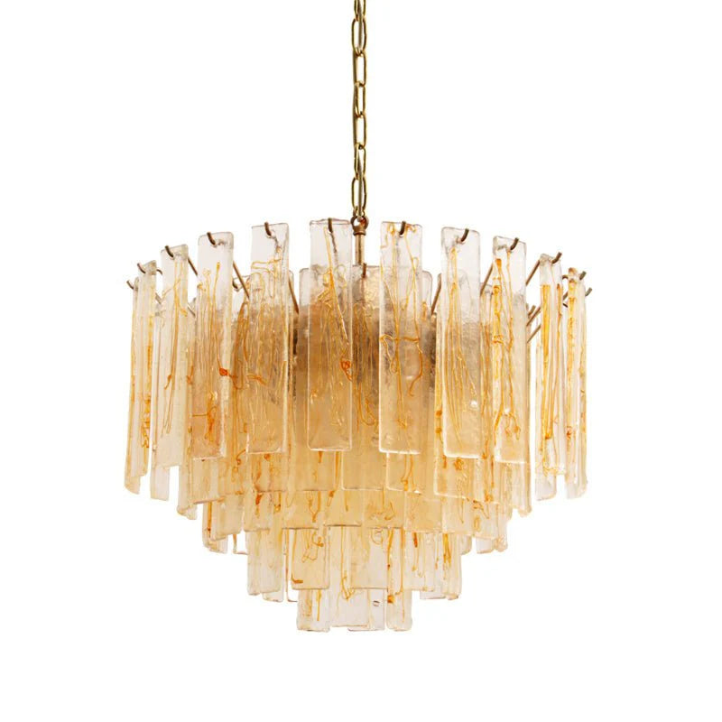 Murano Glass Chandelier | Hand-Blown Amber Glass | Gold Finish