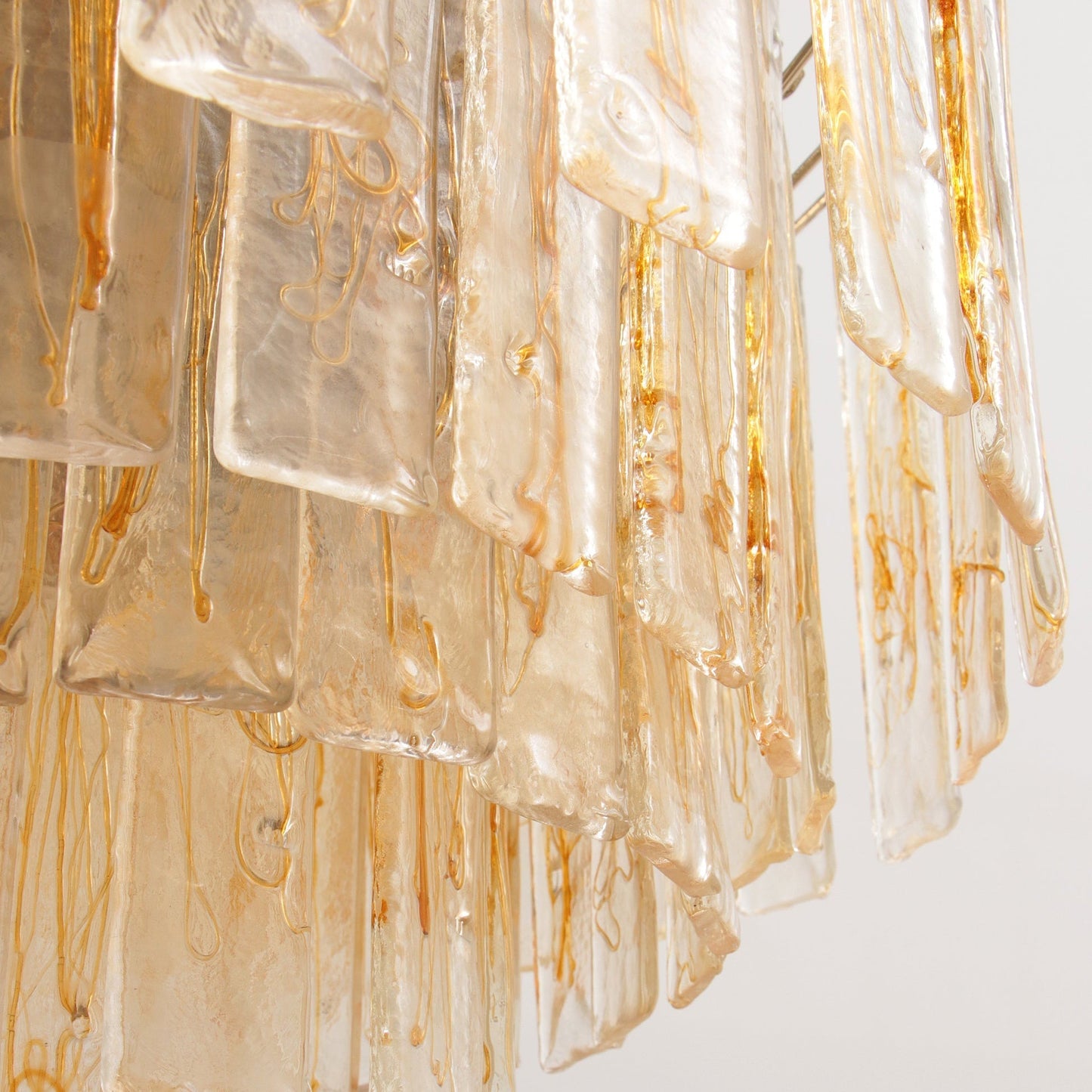 Murano Glass Chandelier | Hand-Blown Amber Glass | Gold Finish