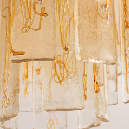 Murano Glass Chandelier | Hand-Blown Amber Glass | Gold Finish