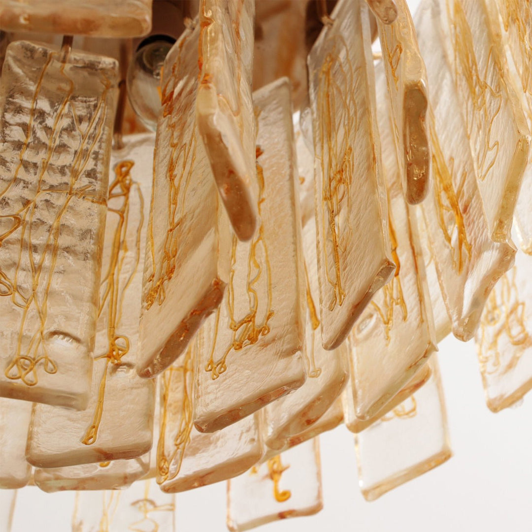 Murano Glass Chandelier | Hand-Blown Amber Glass | Gold Finish