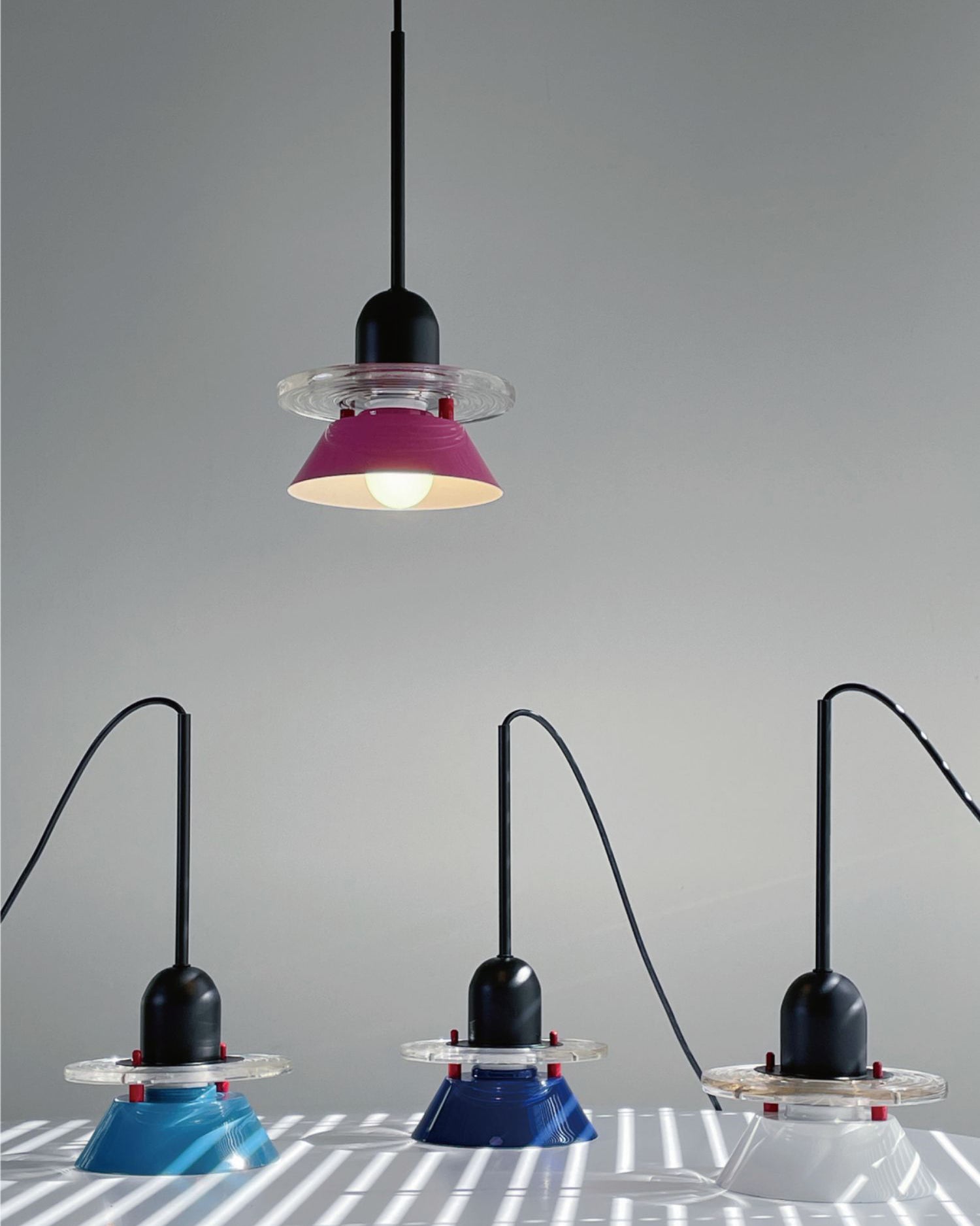 Glashütte Pendant Light | Metal & Acrylic | Black with Colorful Shades