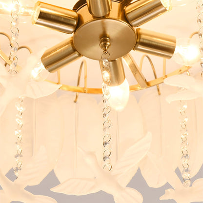 Glass Feather Ceiling Light | Copper Plated | Opaque