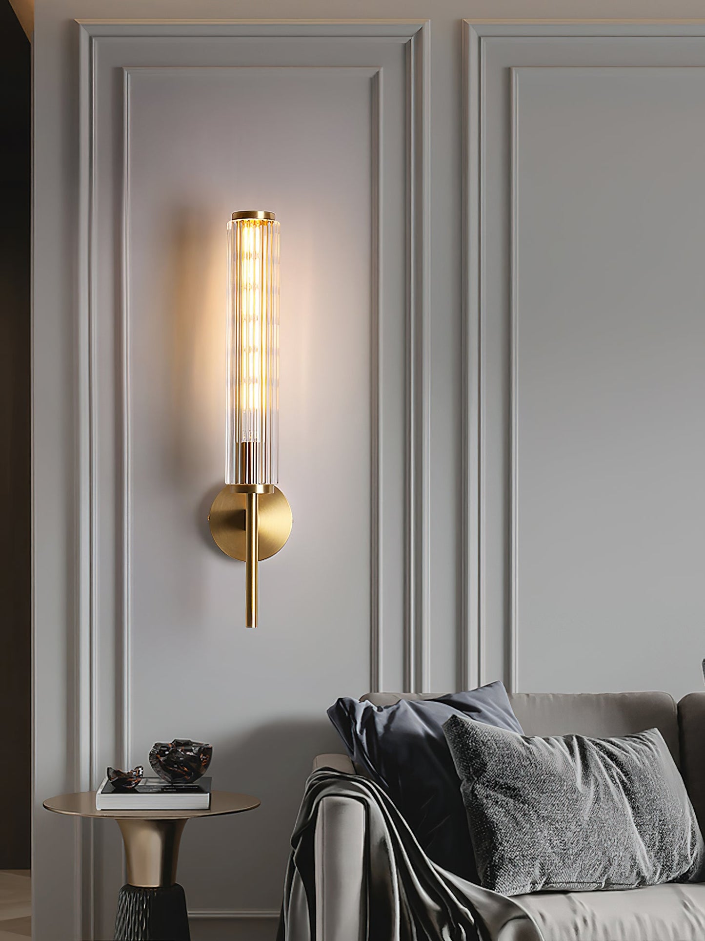 Glass Wall Light | Brass | Clear Shade