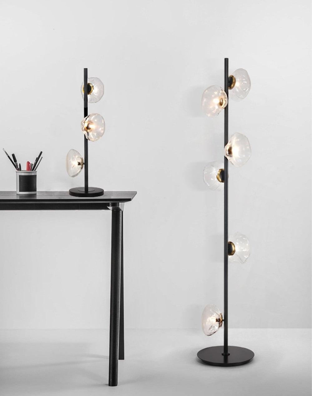 Glass Table Lamp | Handcrafted Glass Shades | Clear or Smokey Gray