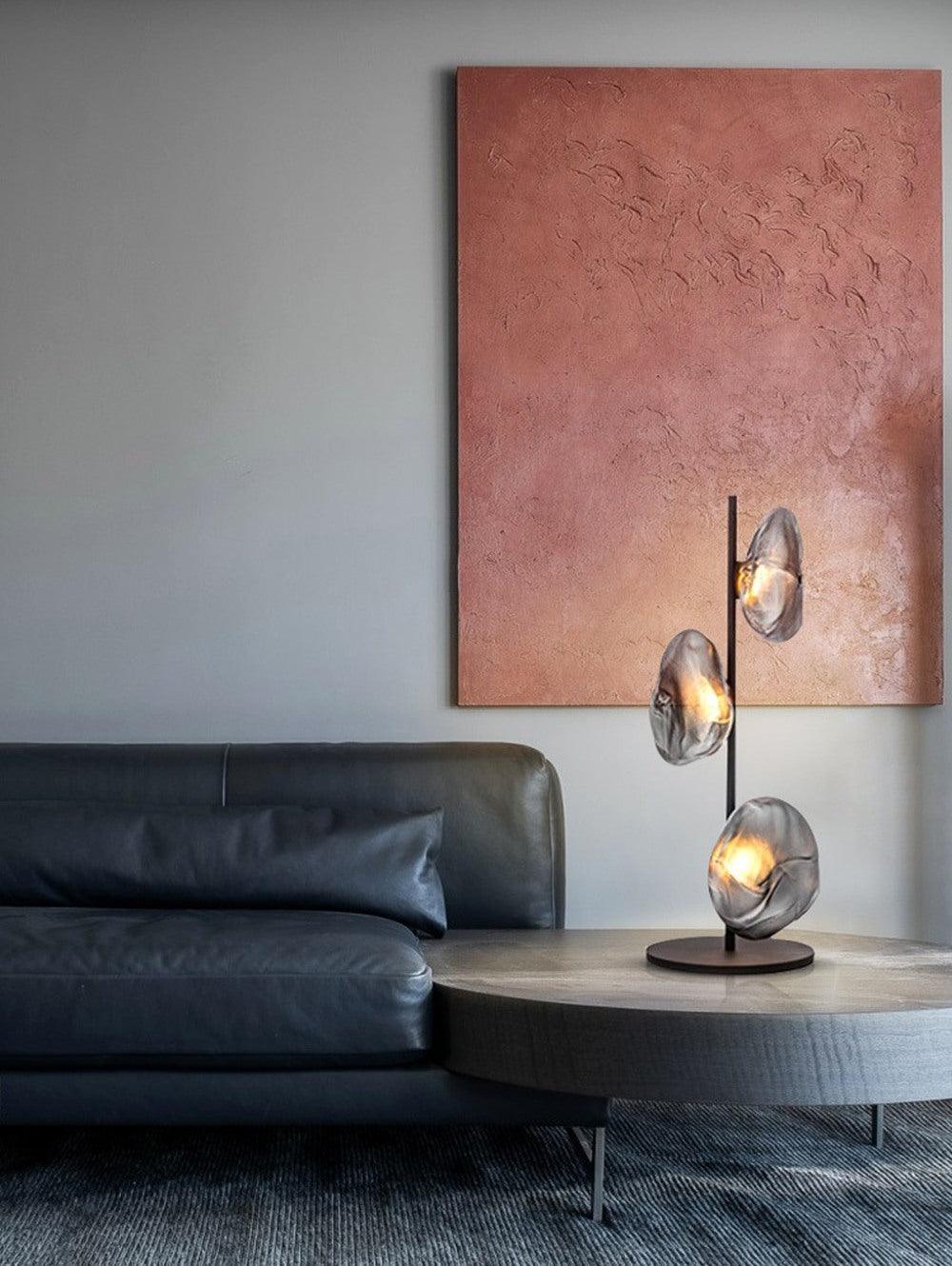 Glass Table Lamp | Handcrafted Glass Shades | Clear or Smokey Gray