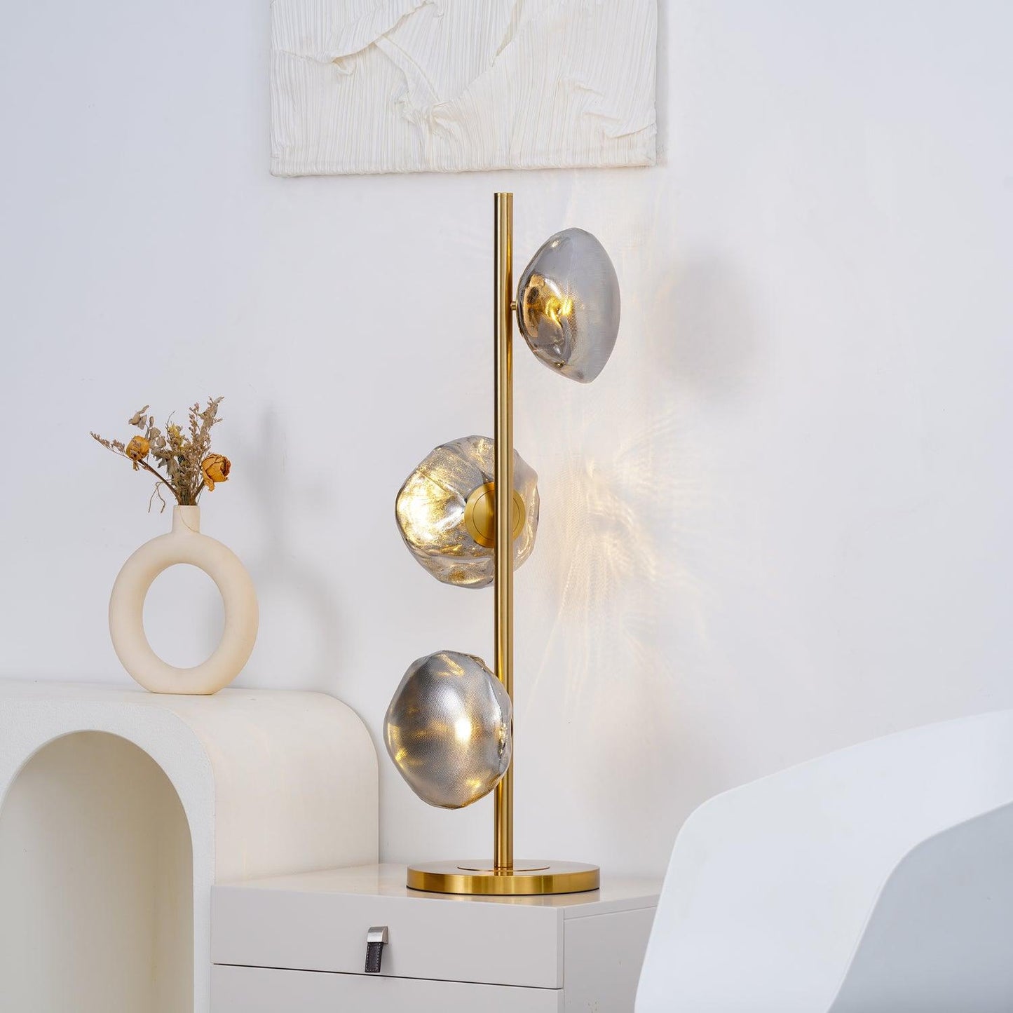 Glass Table Lamp | Handcrafted Glass Shades | Clear or Smokey Gray