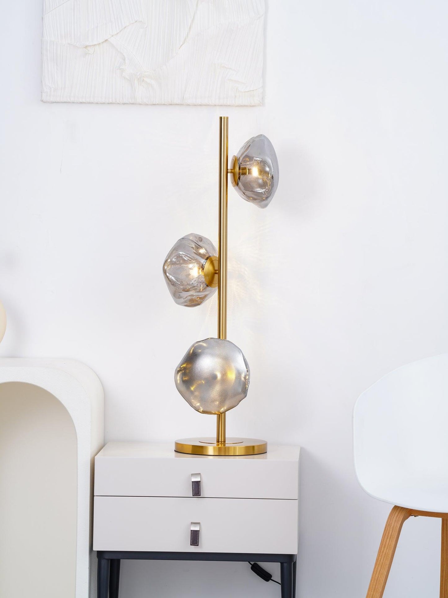 Glass Table Lamp | Handcrafted Glass Shades | Clear or Smokey Gray