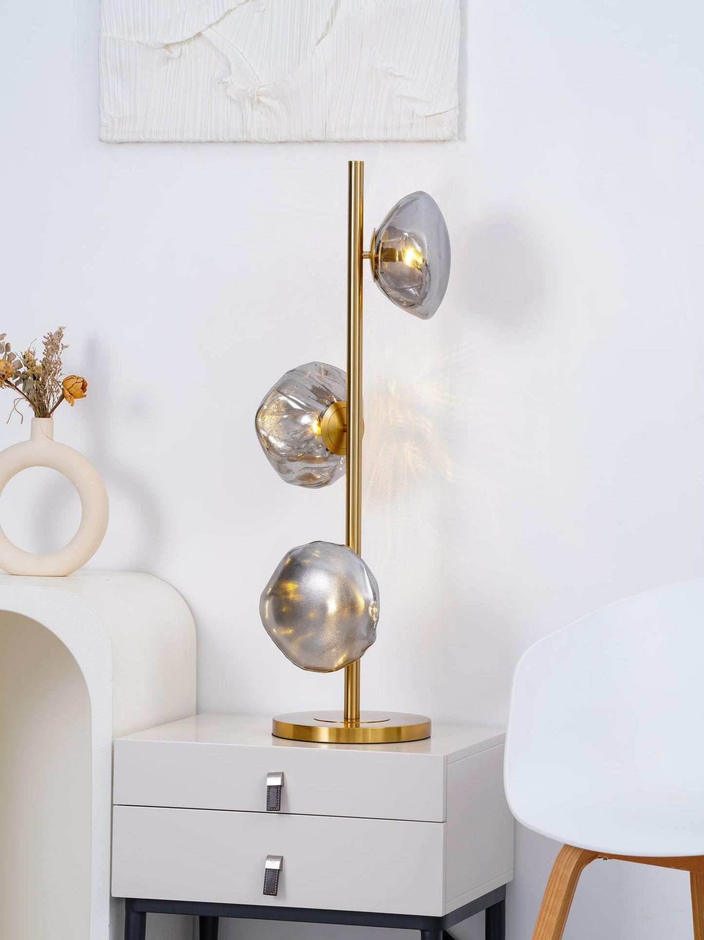 Glass Table Lamp | Handcrafted Glass Shades | Clear or Smokey Gray