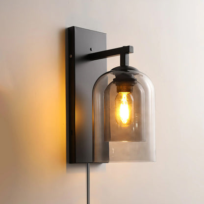 Glass Wall Lamp | Metal & Glass | Smoke Grey & Amber