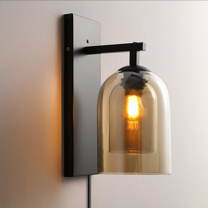 Glass Wall Lamp | Metal & Glass | Smoke Grey & Amber