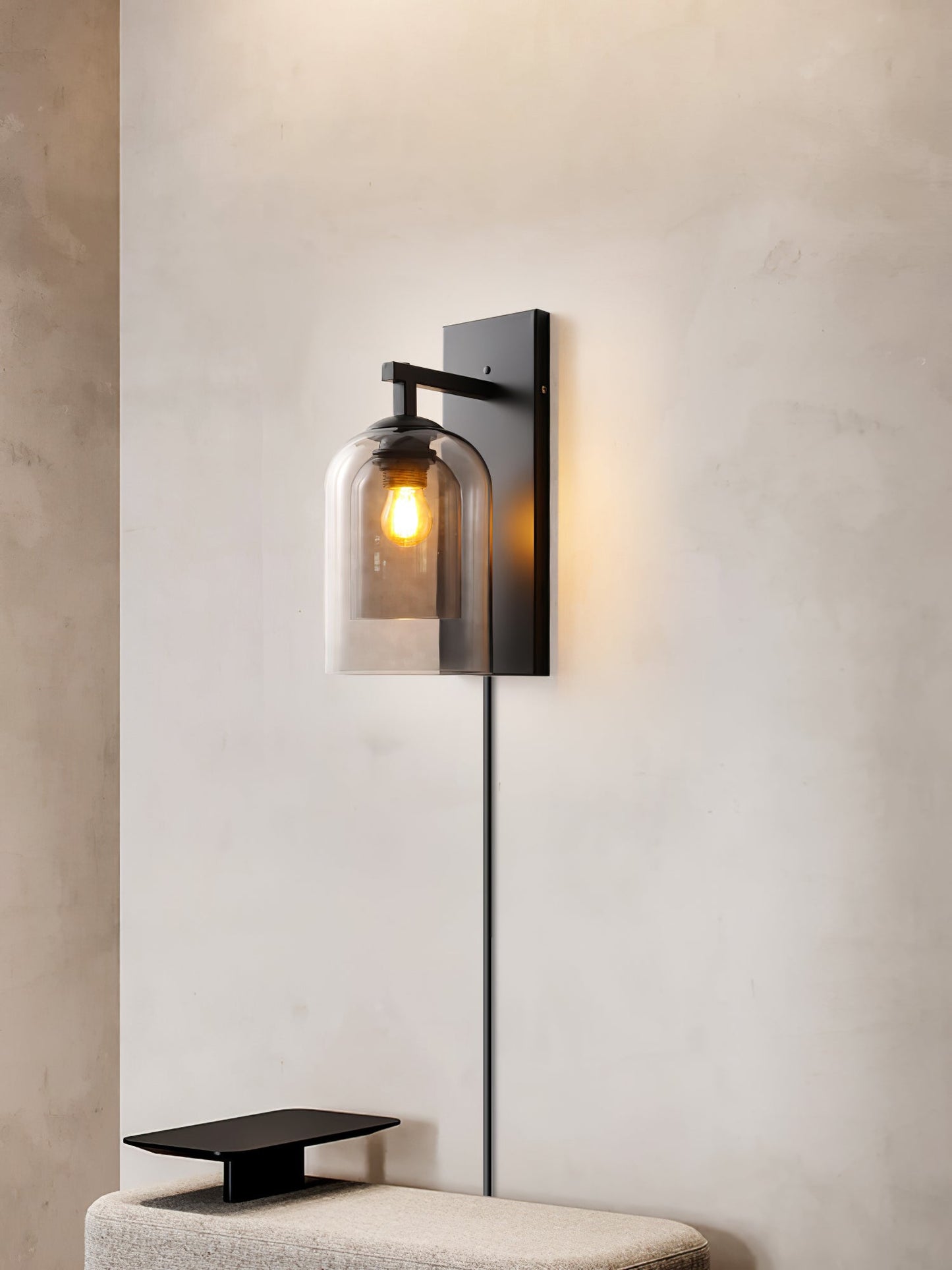 Glass Wall Lamp | Metal & Glass | Smoke Grey & Amber