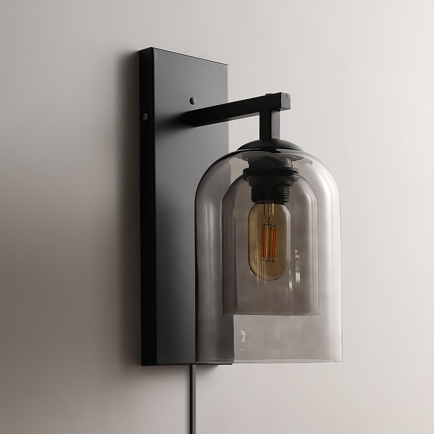 Glass Wall Lamp | Metal & Glass | Smoke Grey & Amber