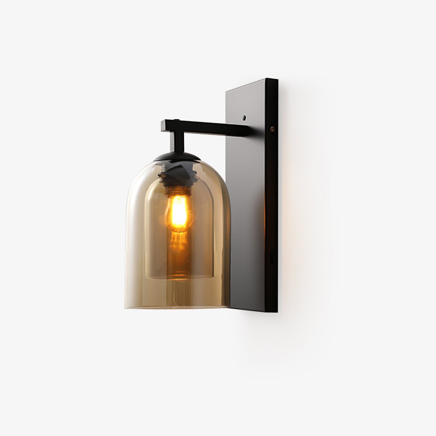 Glass Tubular Wall Lamp | Metal & Glass | Smoke Grey & Amber