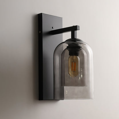 Glass Tubular Wall Lamp | Metal & Glass | Smoke Grey & Amber
